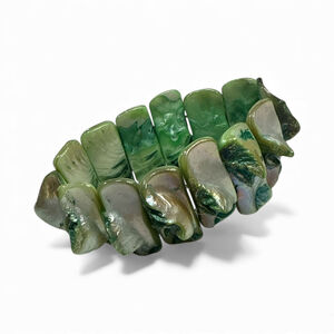 Green Iridescent Shell-Style Stretch Bracelet